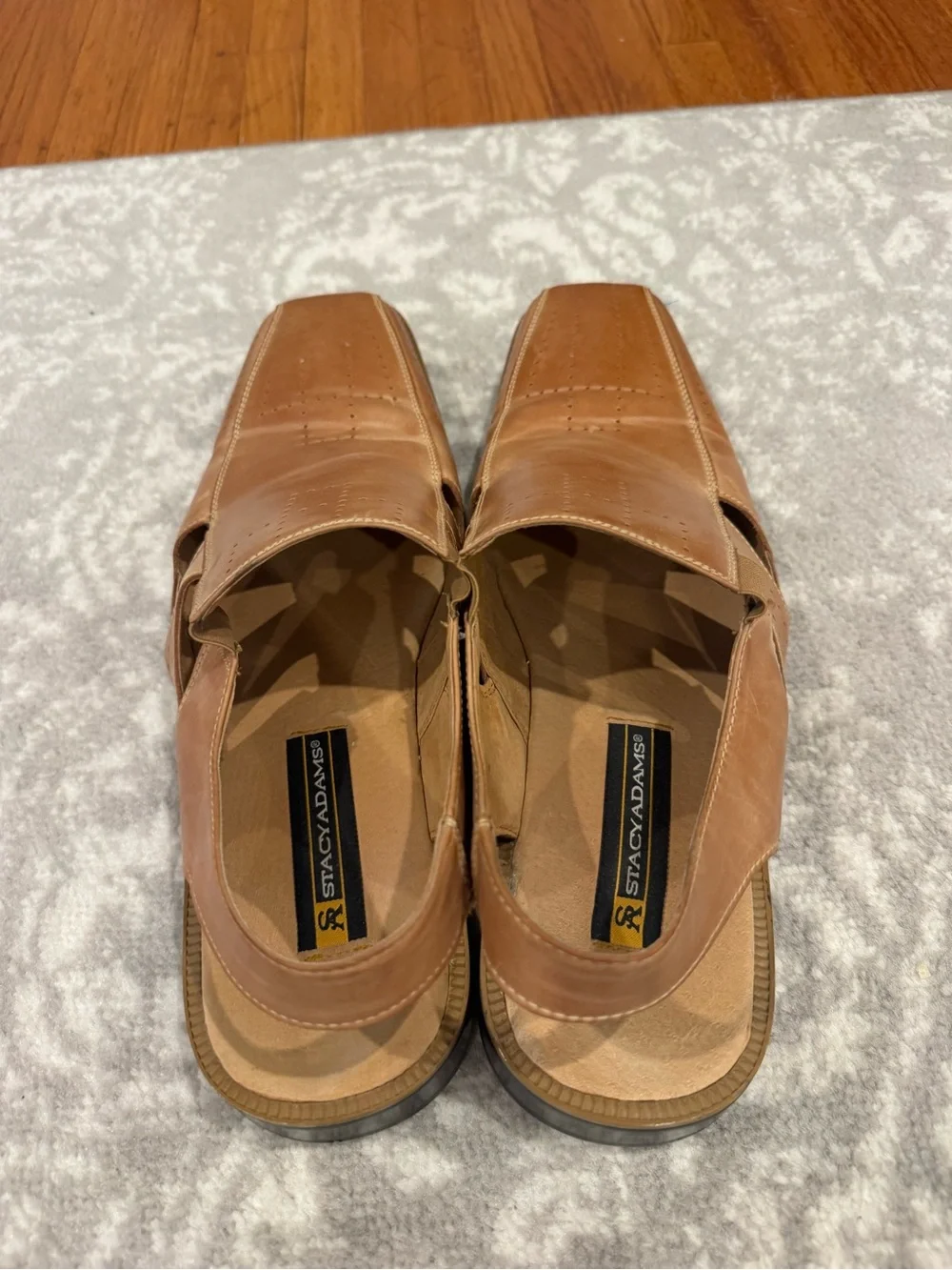 STACY ADAMS Brown Closed Toe Slingback Leather Sandals Shoes Men US 11.5 M